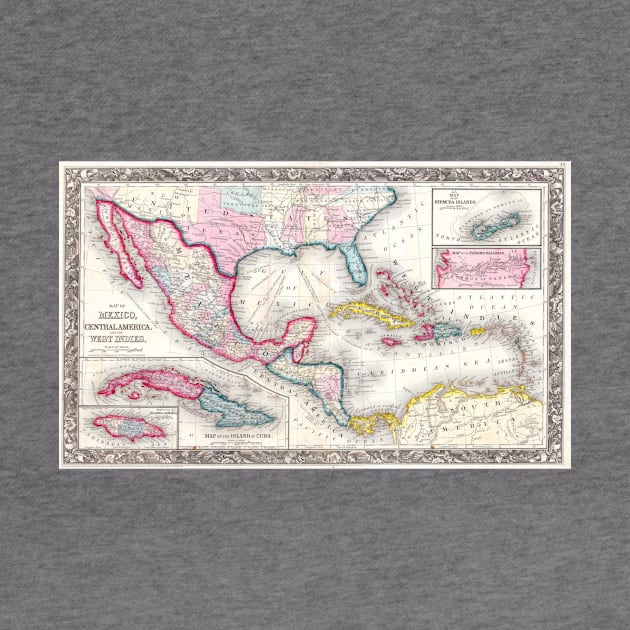 Mexico, Central America and Caribbean Map (1860) by Bravuramedia